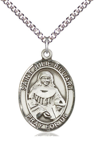 Sterling Silver Saint Julie Billiart Medal Catholic Jewelry Engraved Catholic Saint Jewelry