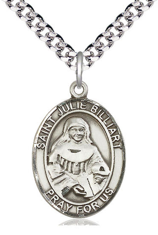 Sterling Silver Saint Julie Billiart Medal Catholic Jewelry Engraved Catholic Saint Jewelry