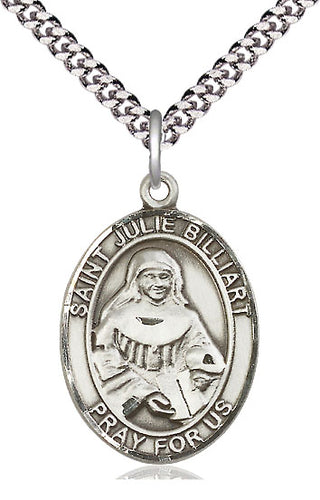 Sterling Silver Saint Julie Billiart Medal Catholic Jewelry Engraved Catholic Saint Jewelry
