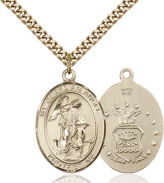 14kt Gold Filled Guardian Angel Air Force Medal Catholic Jewelry