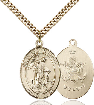 14kt Gold Filled Guardian Angel Army Medal Catholic Jewelry