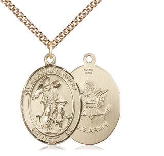14kt Gold Filled Guardian Angel Army Medal Catholic Jewelry