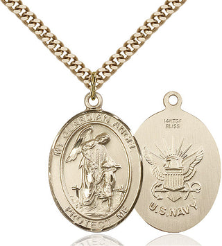 14kt Gold Filled Guardian Angel Navy Medal Catholic Jewelry