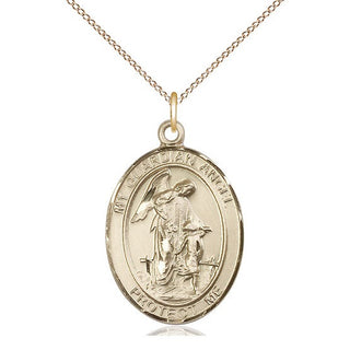 14kt Gold Filled Guardian Angel w/Child Medal Catholic Jewelry Engraved Catholic Saint Jewelry