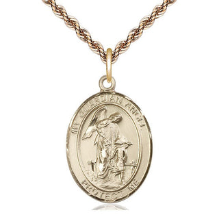 14kt Gold Filled Guardian Angel w/Child Medal Catholic Jewelry Engraved Catholic Saint Jewelry