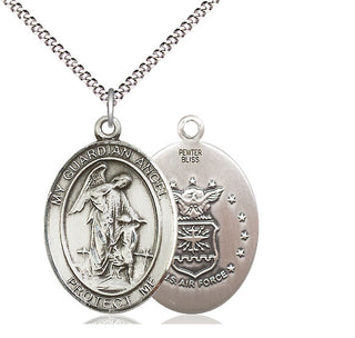 Pewter Guardian Angel Air Force Medal Catholic Jewelry