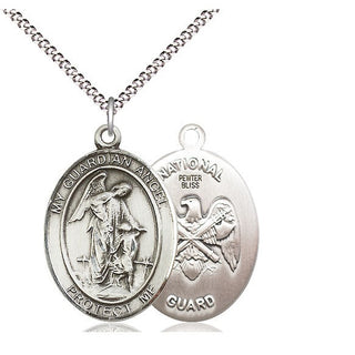 Pewter Guardian Angel National Guard Medal Catholic Jewelry