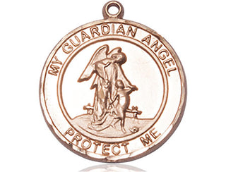 14kt Gold Filled Guardian Angel Medal Engraved Catholic Saint Jewelry