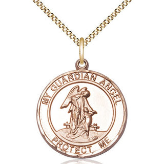 14kt Gold Filled Guardian Angel Medal Catholic Jewelry Engraved Catholic Saint Jewelry
