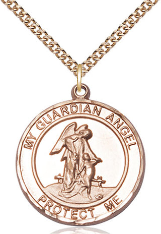 14kt Gold Filled Guardian Angel Medal Catholic Jewelry Engraved Catholic Saint Jewelry
