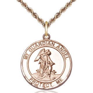 14kt Gold Filled Guardian Angel Medal Catholic Jewelry Engraved Catholic Saint Jewelry