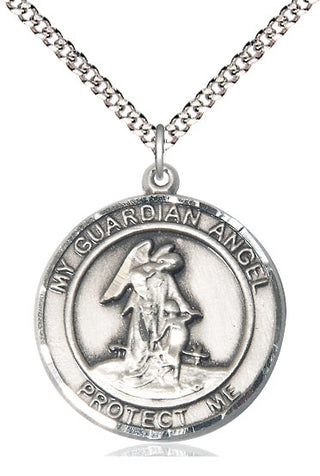 Pewter Guardian Angel Medal Catholic Jewelry Engraved Catholic Saint Jewelry