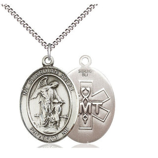 Sterling Silver Guardian Angel EMT Medal Catholic Jewelry