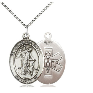 Sterling Silver Guardian Angel EMT Medal Catholic Jewelry