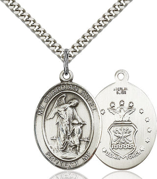 Sterling Silver Guardian Angel Air Force Medal Catholic Jewelry