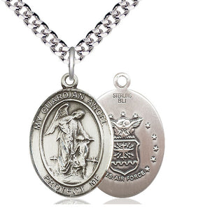 Sterling Silver Guardian Angel Air Force Medal Catholic Jewelry