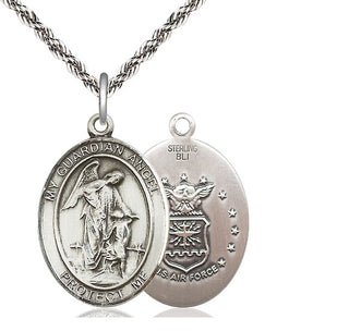 Sterling Silver Guardian Angel Air Force Medal Catholic Jewelry
