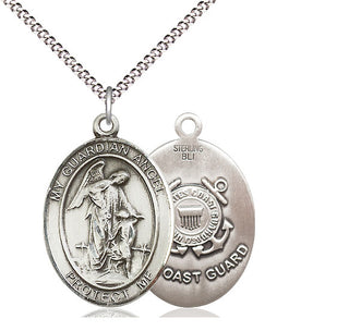 Sterling Silver Guardian Angel Coast Guard Medal Catholic Jewelry