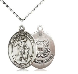 Sterling Silver Guardian Angel Coast Guard Medal Catholic Jewelry