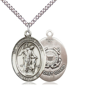 Sterling Silver Guardian Angel Coast Guard Medal Catholic Jewelry