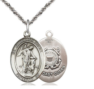 Sterling Silver Guardian Angel Coast Guard Medal Catholic Jewelry
