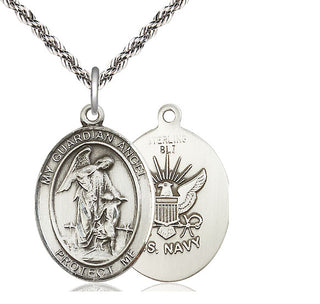 Sterling Silver Guardian Angel Navy Medal Catholic Jewelry