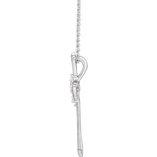 Platinum 2-Stone 1/8 CTW Natural Diamond Semi-Set Family Cross 16-18" Necklace