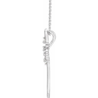 Sterling Silver 3-Stone 1/8 CTW Natural Diamond Semi-Set Family Cross 16-18" Necklace
