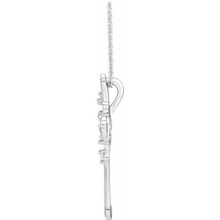 14K White 4-Stone 1/8 CTW Natural Diamond Semi-Set Family Cross 16-18" Necklace