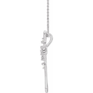 Sterling Silver 6-Stone .08 CTW Natural Diamond Semi-Set Family Cross 16-18" Necklace