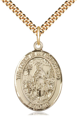14kt Gold Filled Lord Is My Shepherd Medal Catholic Jewelry Engraved Catholic Saint Jewelry