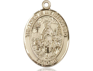 14kt Gold Lord Is My Shepherd Medal Engraved Catholic Saint Jewelry