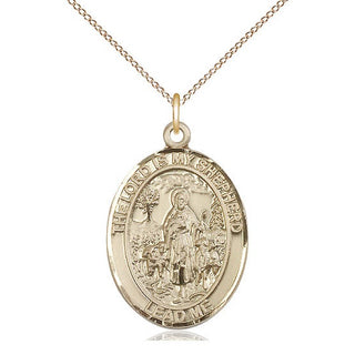 14kt Gold Lord Is My Shepherd Medal Engraved Catholic Saint Jewelry