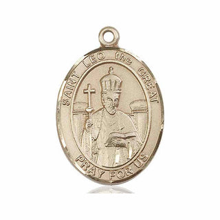 14kt Gold Filled Saint Leo the Great Medal Engraved Catholic Saint Jewelry