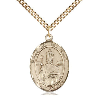 14kt Gold Filled Saint Leo the Great Medal Catholic Jewelry Engraved Catholic Saint Jewelry
