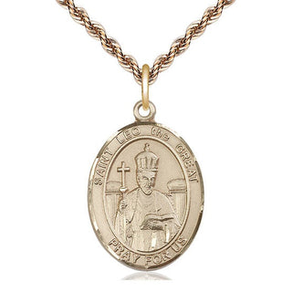 14kt Gold Filled Saint Leo the Great Medal Catholic Jewelry Engraved Catholic Saint Jewelry