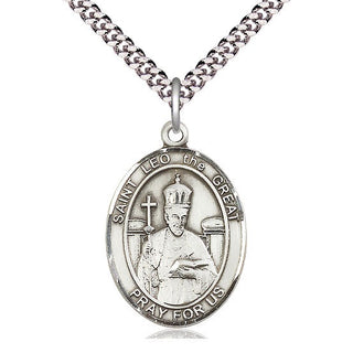 Pewter Saint Leo the Great Medal Catholic Jewelry Engraved Catholic Saint Jewelry