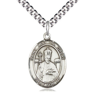 Pewter Saint Leo the Great Medal Catholic Jewelry Engraved Catholic Saint Jewelry