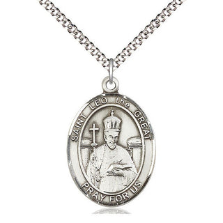 Pewter Saint Leo the Great Medal Catholic Jewelry Engraved Catholic Saint Jewelry