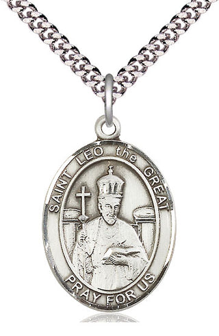 Sterling Silver Saint Leo the Great Medal Catholic Jewelry Engraved Catholic Saint Jewelry