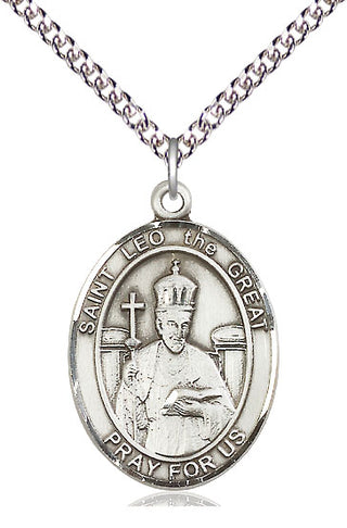 Sterling Silver Saint Leo the Great Medal Catholic Jewelry Engraved Catholic Saint Jewelry