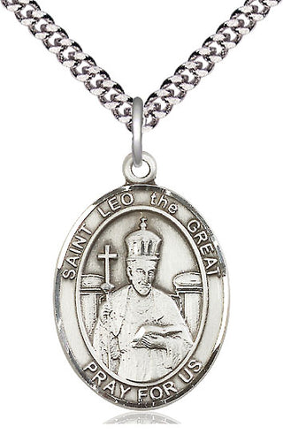 Sterling Silver Saint Leo the Great Medal Catholic Jewelry Engraved Catholic Saint Jewelry