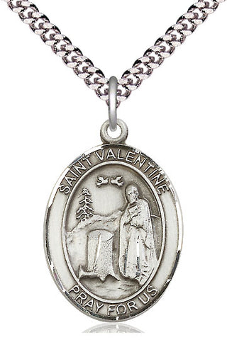 Pewter Saint Valentine of Rome Medal with 24-inch Chain | Engravable