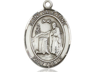 Pewter Saint Valentine of Rome Pendant on an 24-inch Light Rhodium Heavy Curb Chain Engraved Catholic Saint Jewelry