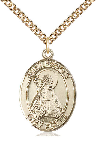 14kt Gold Saint Bridget of Sweden Medal Engraved Catholic Saint Jewelry