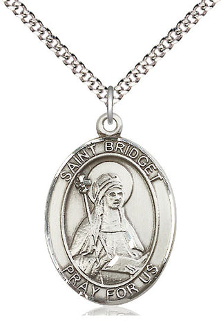 Pewter Saint Bridget of Sweden Medal Catholic Jewelry Engraved Catholic Saint Jewelry