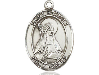 Sterling Silver Saint Bridget of Sweden Medal Catholic Jewelry Engraved Catholic Saint Jewelry