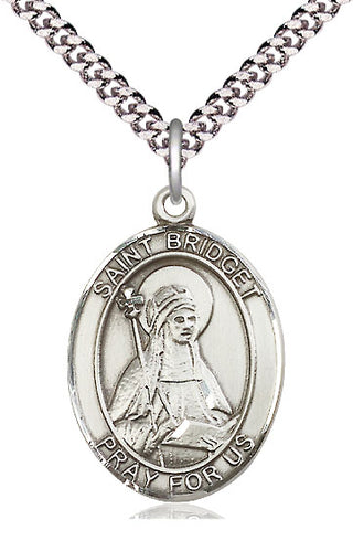 Sterling Silver Saint Bridget of Sweden Medal Catholic Jewelry Engraved Catholic Saint Jewelry
