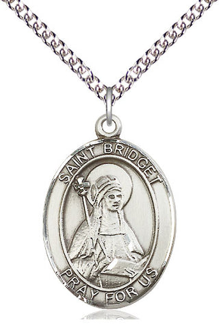 Sterling Silver Saint Bridget of Sweden Medal Catholic Jewelry Engraved Catholic Saint Jewelry