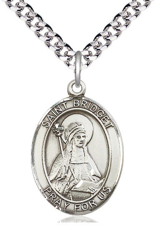 Sterling Silver Saint Bridget of Sweden Medal Catholic Jewelry Engraved Catholic Saint Jewelry